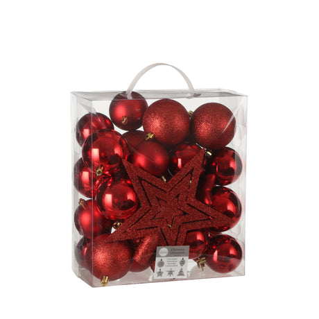 House of Seasons Boom decoratie onbreekbaar rood 40 stuks - maximondo