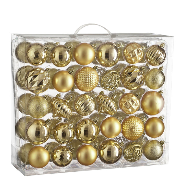 House of Seasons Boom decoratie onbreekbaar goud 60 stuks - d7cm - maximondo