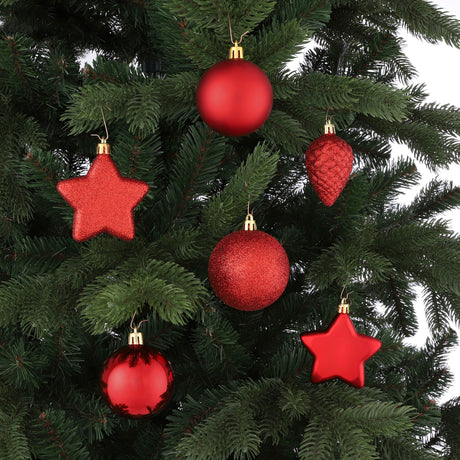 House of Seasons Boom decoratie onbreekbaar rood 40 stuks - maximondo