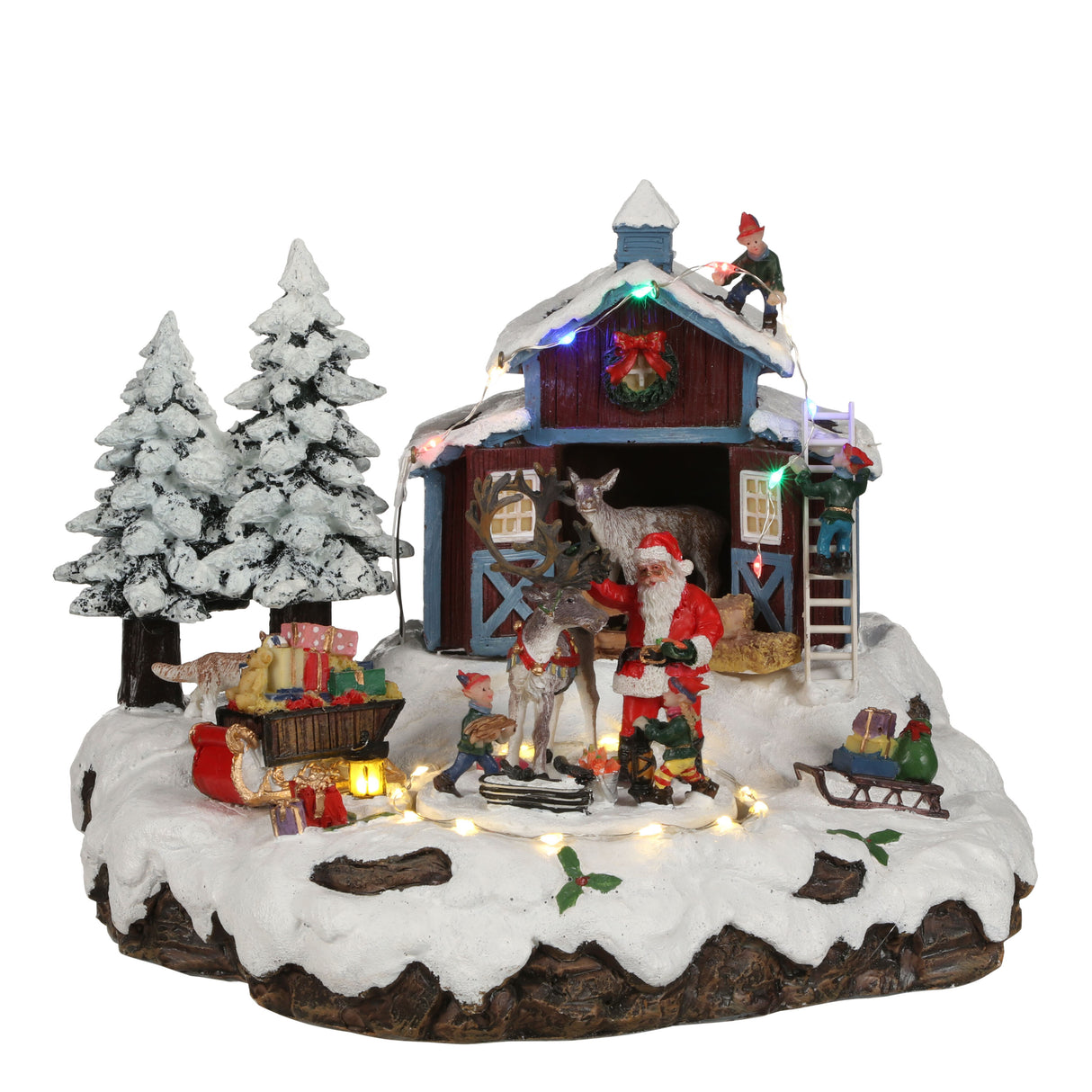 Luville Collectables Village Santa with deer adapter included - l23,5xb21xh20cm - maximondo