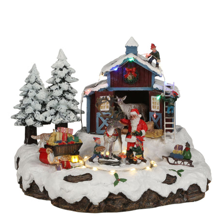 Luville Collectables Village Santa with deer adapter included - l23,5xb21xh20cm - maximondo