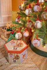 House of Seasons Bal onbreekbaar cadeau set oranje l.groen 14 stuks - d7,5cm - maximondo