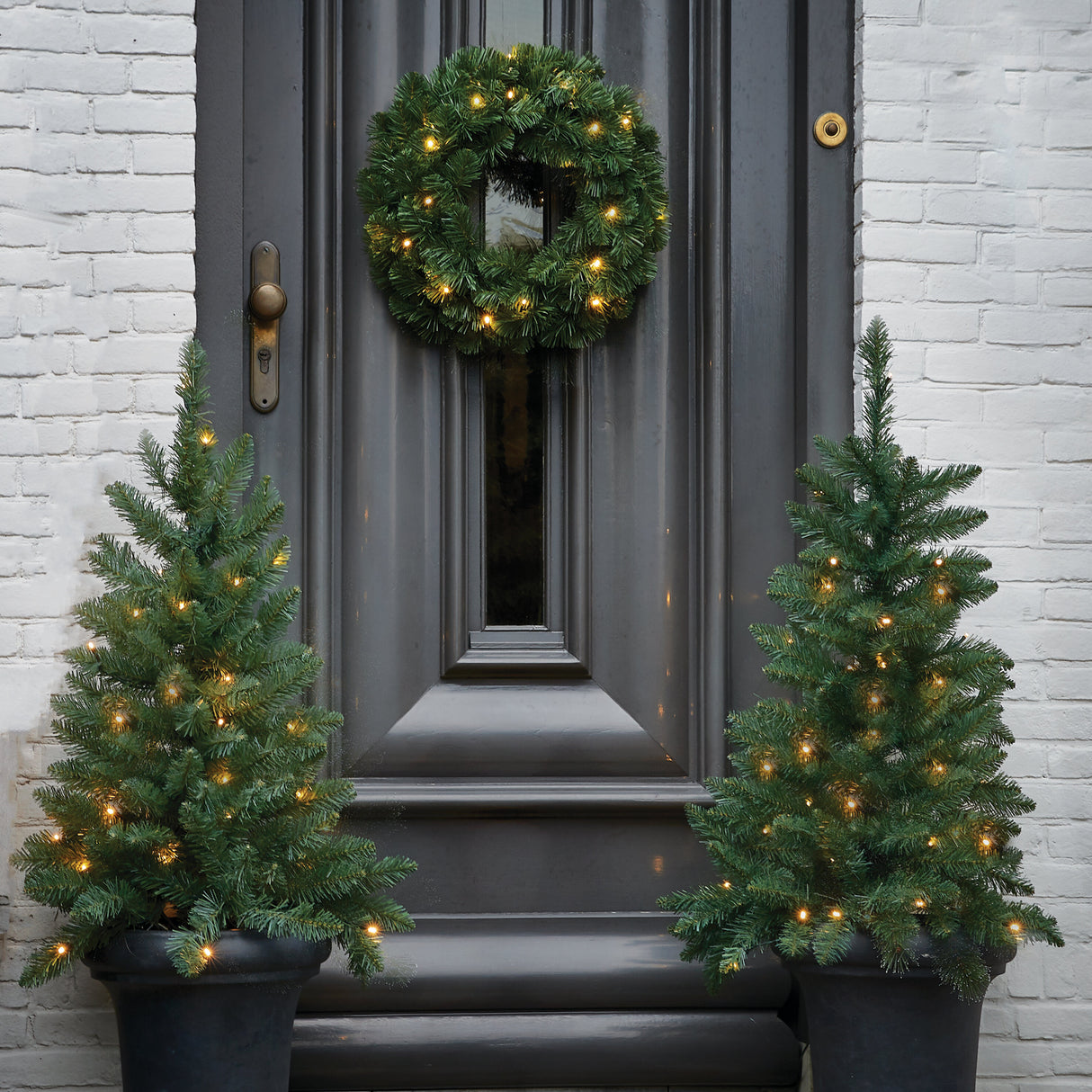 Black Box Trees Norton set led werkt op batterijen groen kerstboom 2pcs 30L krans 1pcs 20L - h90xd45cm - maximondo