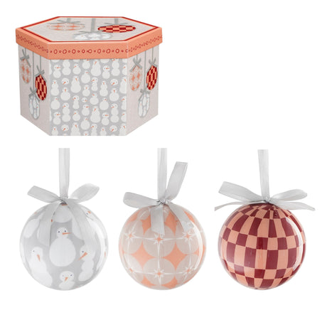 House of Seasons Bal onbreekbaar cadeau set perzik grijs 14 stuks - d7,5cm - maximondo