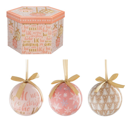 House of Seasons Bal onbreekbaar cadeau set perzik grijs 14 stuks - d7,5cm - maximondo