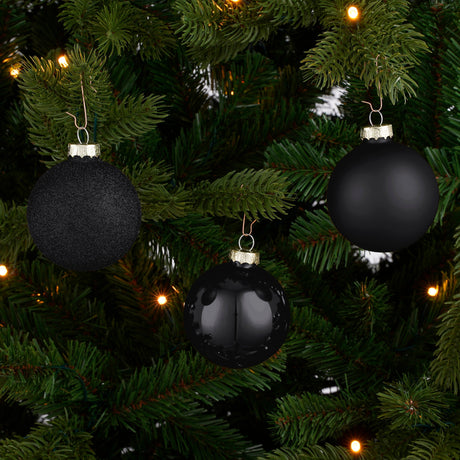 House of Seasons Bal glas zwart 26 stuks - d7cm - maximondo