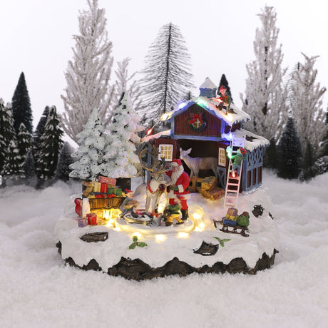 Luville Collectables Village Santa with deer adapter included - l23,5xb21xh20cm - maximondo