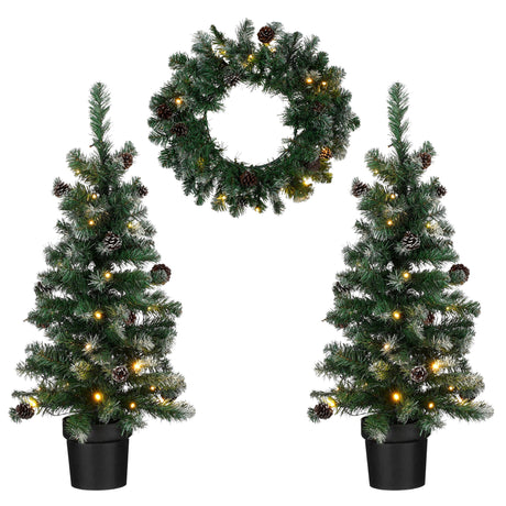 Black Box Trees Norton frosted set led werkt op batterijen groen kerstboom 2pcs 30L krans 1pcs 20L - h90xd45cm