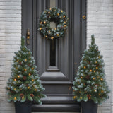 Black Box Trees Norton frosted set led werkt op batterijen groen kerstboom 2pcs 30L krans 1pcs 20L - h90xd45cm