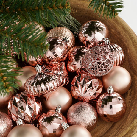 House of Seasons Boom decoratie onbreekbaar roze 60 stuks - d7cm - maximondo