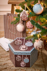 House of Seasons Bal onbreekbaar cadeau set l.blauw bruin 14 stuks - d7,5cm - maximondo
