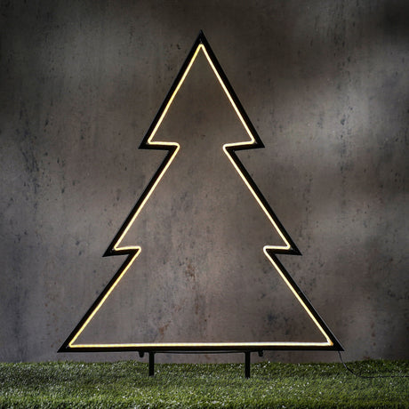 Luca Lighting Garden d light neon tuinsteker boom zwart warm wit connectable IP44 8FC timer - l72xh100cm