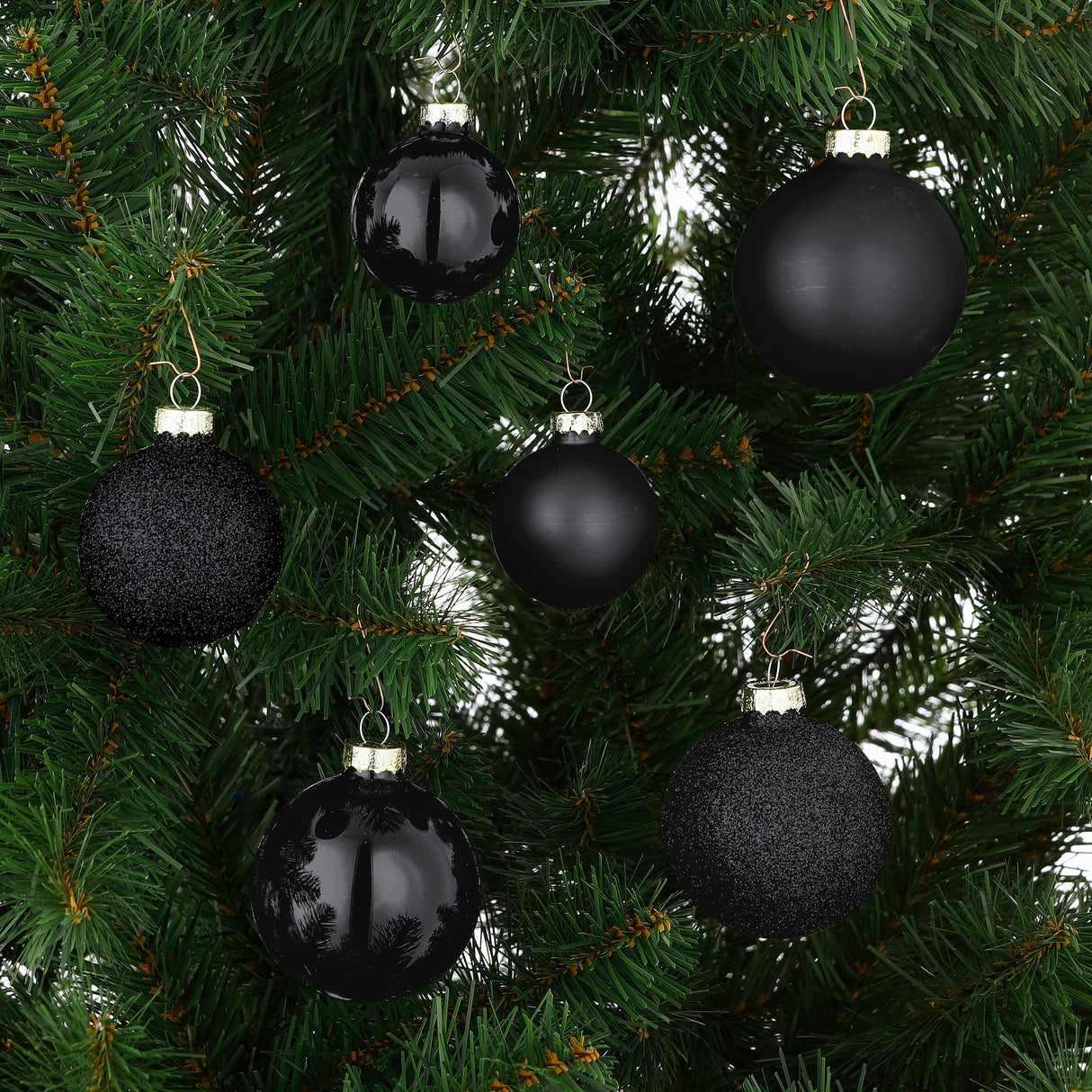 House of Seasons Bal glas zwart 26 stuks - d7cm - maximondo