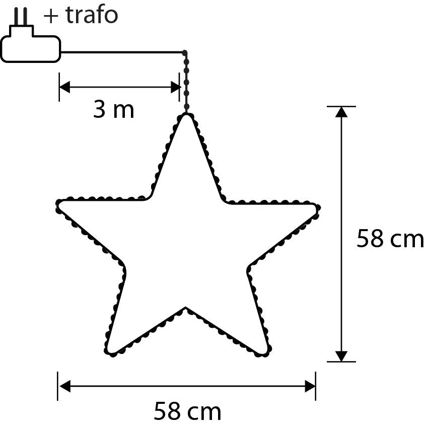 Luca Lighting Ster warm wit 180led IP44 met timer - h128xd58cm