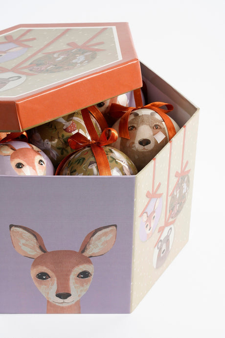 House of Seasons Bal onbreekbaar cadeau set oranje l.groen 14 stuks - d7,5cm - maximondo