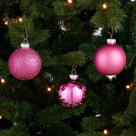 House of Seasons Bal glas fuchsia 26 stuks - d7cm - maximondo