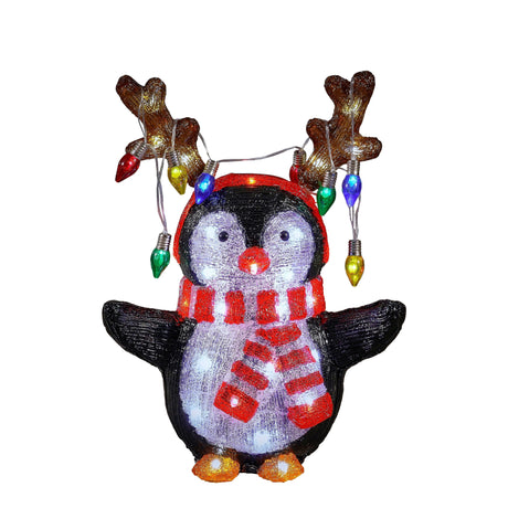 Luca Lighting Pinguin acryl zwart wit IP44 40 led timer - l31,5xb21xh41,5cm