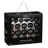 Mica Decorations kerstballen set glas zwart 42 stuks - d7cm - maximondo