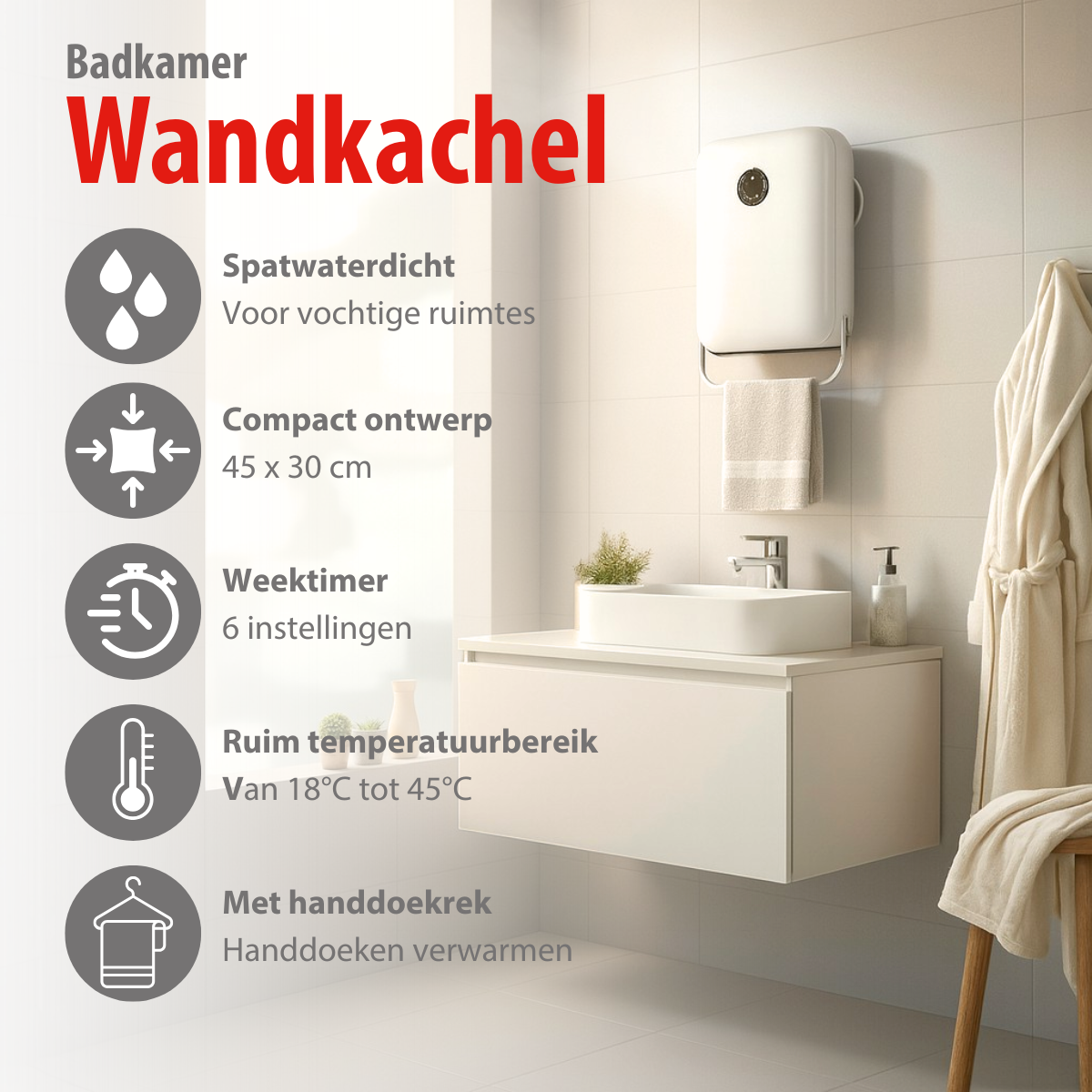 alpina Badkamer Verwarming Elektrisch 750/2000W - maximondo