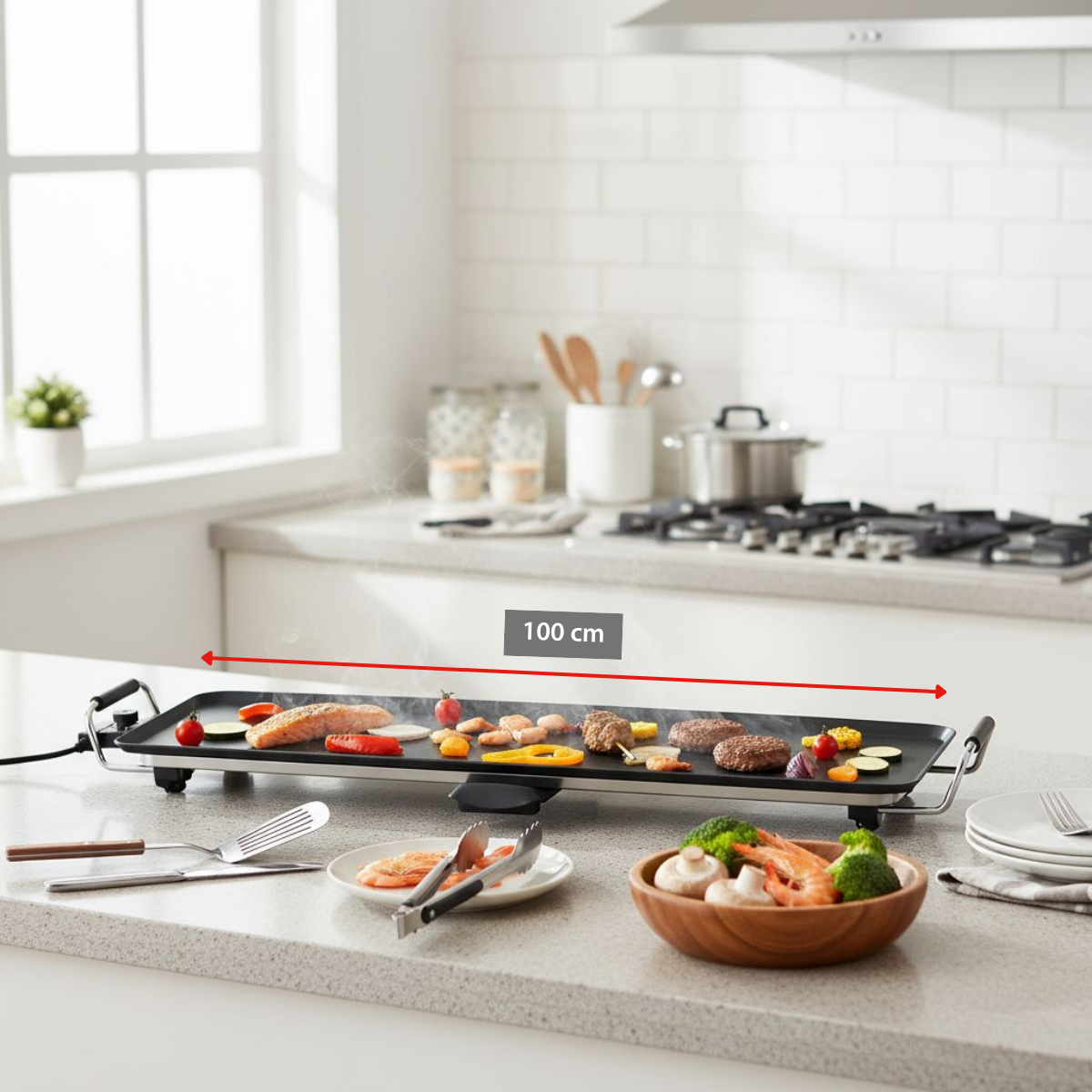 alpina Teppanyaki Bakplaat XXL - Grillplaat 2000W - maximondo