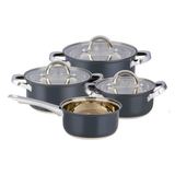 alpina Inductie Pannenset 4‑delig RVS met Glazen Deksel