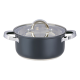 alpina Inductie Pannenset 4‑delig RVS met Glazen Deksel