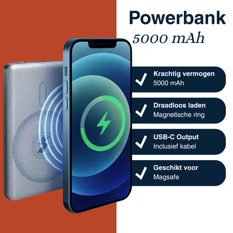 Grundig Draadloze Powerbank 5000Mah - Power Bank 15W Magsafe - maximondo