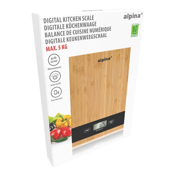 alpina Digitale Keukenweegschaal 5kg RVS LCD Display - maximondo