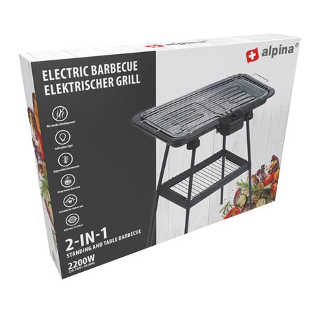 alpina Elektrische Barbecue  2-in-1 Tafel- en Staande BBQ - maximondo