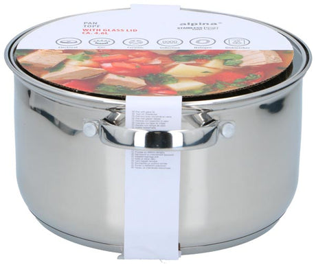 alpina Kookpan 4.7L met Glazen Deksel - RVS Pan - maximondo