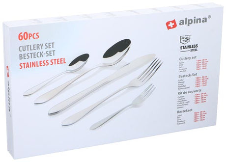 alpina Bestekset 60-delig - Roestvrij Staal - maximondo